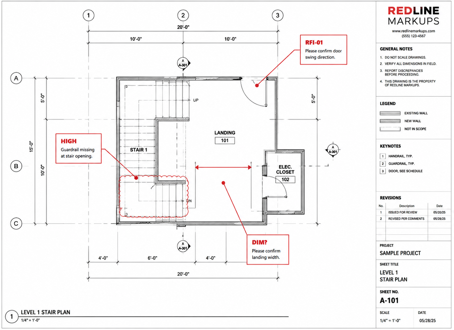 Sample RedLine reviewed construction sheet